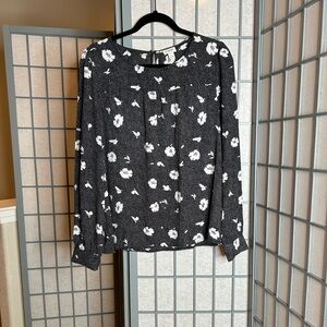J. Crew Black and White Floral Blouse